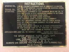 FORDSON STANDARD N PIASTRA ISTRUZIONI DI AVVIAMENTO