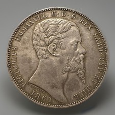 5 LIRE 1861 TORINO RR REGNO DI