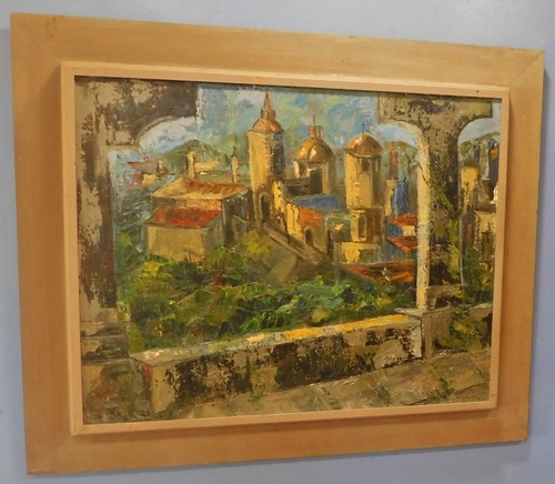 Dipinto olio paesaggio - , urbano