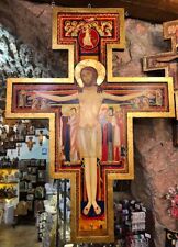 CROCEFISSO SAN DAMIANO PITTURATO CON FOGLIA ORO