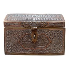 *HH* Antica Scatola Intarsiata Tabacchiera Bauletto Portagioie Scatolina Araba 