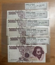 LOTTO SERIE COMPLETA 50000 50.000 Lire 1992 Lettera E BERNINI I TIPO SPL +