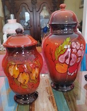 Coppia Potiche Maioliche Verzolini Con Firma Autentica