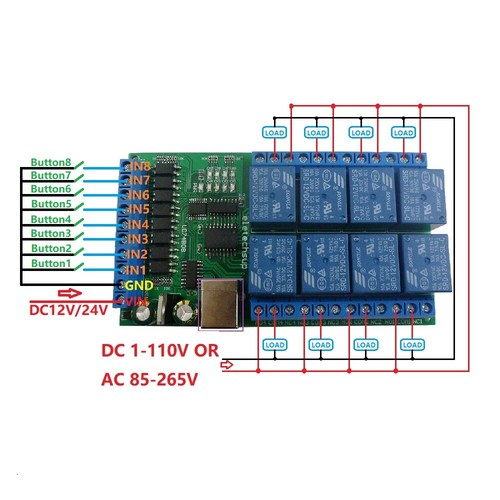 2pcs 12v 24v 8ch - dc,