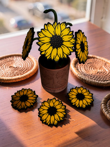 Set girasole sottobicchiere - set,