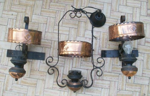 Antico lampadario con coppia - antico,