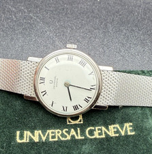 Universal geneve vintage carica manuale bracciale acciaio pochette corona