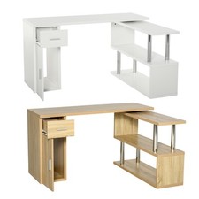 HOMCOM Scrivania Angolare Moderna in Legno con Cassetto Armadietto e Mensole