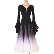 NEW Latin Ballroom Dance Dress Modern Salsa Waltz Standard Long Dress#F745 Black