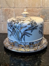 Antico piatto da torta Doulton Burslem o cupola di formaggio e sottopiatto (c. 1880-1900)