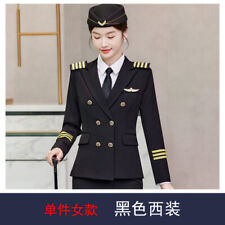 Costume Uomo Donna Pilota Compagnia Aerea Capitano Uniforme Tuta Giacca Pantaloni Aviatore Lavoro