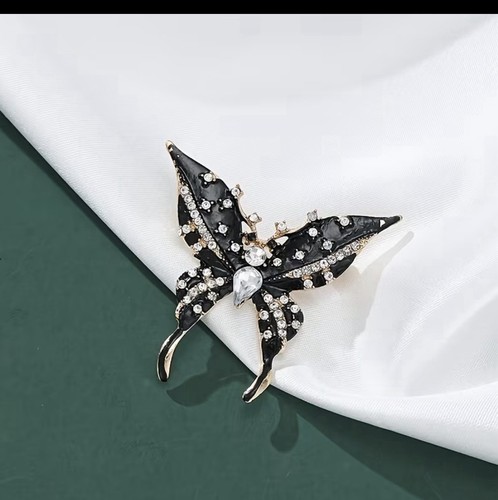 Spilla farfalla nera - nera, strass