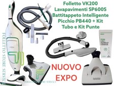 VORWERK FOLLETTO VK200 COMPLETO PULILAVA SP600S PICCHIO BATTITAPPETO TUBO + KIT