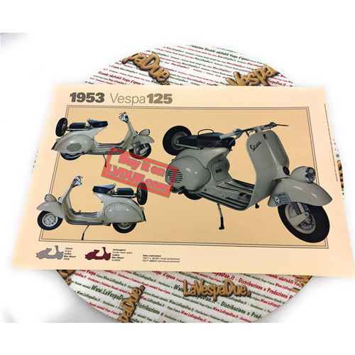Poster vespa tecnica 125 - 125, vm1t