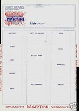 VECCHIO MENU' LISTA DEL GIORNO VERMOUTH VINO SPUMANTE MARTINI & ROSSI TORINO 