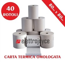 40 ROTOLI DI CARTA TERMICA OMOLOGATA MM 80 X 80 IN ALTA QUALITA' FORO12