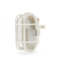 APPLIQUE OVALE IN PLASTICA BIANCA E VETRO E27, 60W