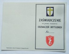WW2 Polish Certificate of the
