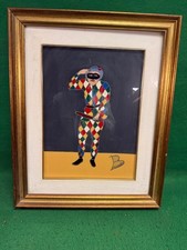 quadro dipinto su vetro di pulcinella pittore brando