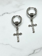 Cerchietti da lobo Diametro mm.12  in Acciaio Chirurgico con Pendente Croce