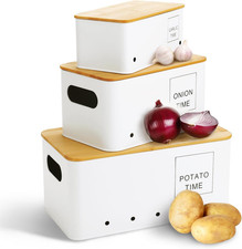 Set Di 3 Porta Patate Cucina, Contenitore Patate E Cipolle E Aglio, Contenitore 