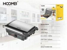 x Bistecchiera Elettrica Piastra Panini Hoomei Hm-5840 Toast Griglia 1600 Watt