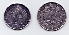 Italy 1 Lira + 2 Lire 1940