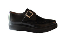 Scarpe creeper uomo Straight to Hell nere in pelle/camoscio - M7.5/W9