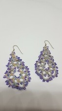 Orecchini '2 Grammi' In Pizzo Chiacchierino E Argento Handmade, Viola