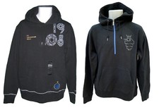 NUOVO Vintage NIKE INTER MILAN Football Club Pullover Felpa con Cappuccio Nero Medium