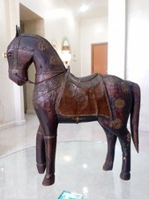 Antico grande Cavallo Indiano Scultura legno massello figura statua artigianale 