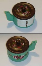 SET SOTTOBICCHIERI COASTER-LEGNO SUGHERO-FINTA TEIERA DECORO FLOREALE-VINTAGE