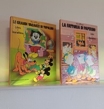 2 libri e burattino, 'Le grandi vacanze di Topolino' 'La fattoria di Paperino' 