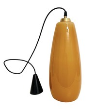 🟠 Vistosi Lampada a Sospensione vetro di Murano incamiciato Color Senape 1960