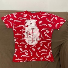 T-Shirt Rosso Maglia da Uomo OVER-D stampe di colore Bianco Mai Indossata TG L