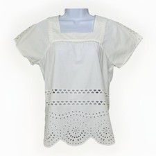 Top Madewell bianco occhiello Angelica cotone XS bianco boho contadino americano