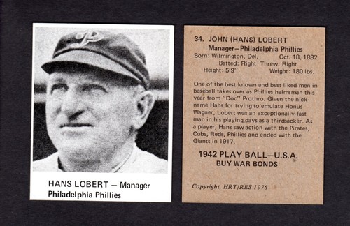 Hans lobert phillies - #34, lobert,