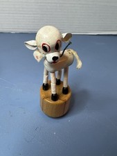 PUPAZZO POLLICE IN LEGNO VINTAGE AGNELLO pulsante giocattolo pieghevole Made in Italy 3"