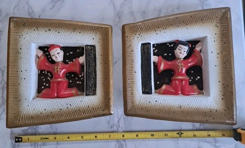 Targa vintage mcm figura gesso - vintage,