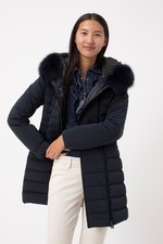 GIUBBOTTO PEUTEREY DONNA PARKA LUNGO SERIOLA ML 04 FUR PELLICCIA PIUMINO BLU