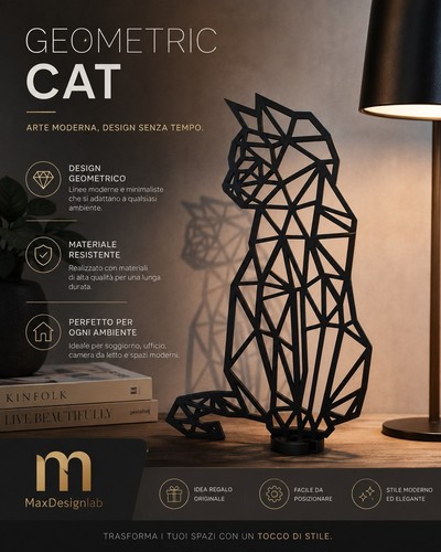 Scultura gatto geometrico - gatto,