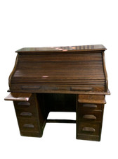 Antica scrivania a serrandina in rovere degli inizi del 900 Roll top desk