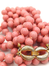 GM OPALE ROSA/BASALTO - COLLANA  LUNGA ANNI '60 , DOPPIO FILO PERLE