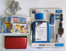 Nintendo 3DS XL Red + gioco + alimentatore + travelpack + memory card