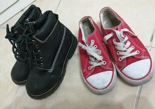 Lotto Stock Abbigliamento Scarpe Bambina 31 Stivaletti Neri Snackers Rosso X 2 