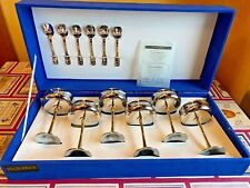 SERVIZIO 6 COPPE GELATO-MACEDONIA 6 CUCCHIAINI -inoxback -ACCIAO ORO- NUOVE MAI 