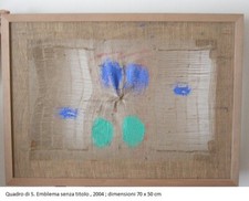 EMBLEMA  Salvatore -  Anno 2004 Terra colorata su tela di juta - 70 x 40