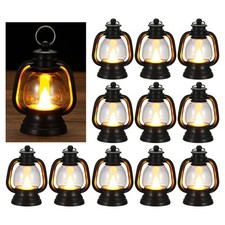 12pz Mini Lanterna con Sfarfallio LED candele,4" Vintage ,Nero
