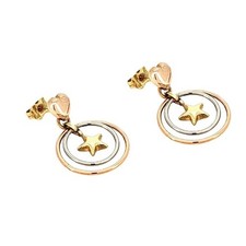 Orecchini Bimba Stelle Cerchi Tre Ori 18kt - Oro Rigenerato
