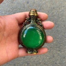 Bottiglia da tabacco cinese intagliata a mano in pietra che cambia colore cloisonne